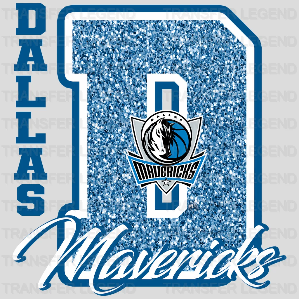 Dallas Mavericks NBA Glitter Chenille Letter D Logo - DTF Iron On Transfer
