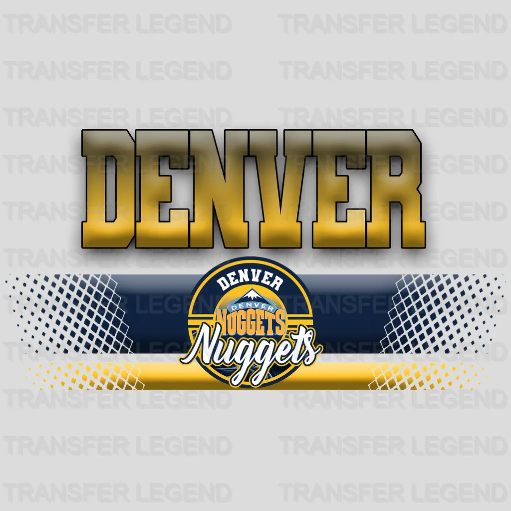 Denver Nuggets NBA Text Logo Banner Gradient - DTF Iron On Transfer