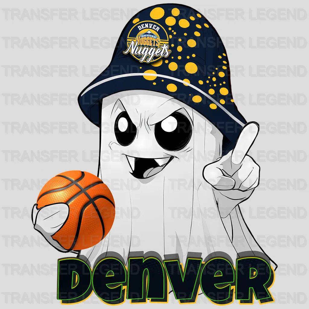 Denver Nuggets NBA Cute Ghost With Hat & Halloween - DTF Iron On Transfer