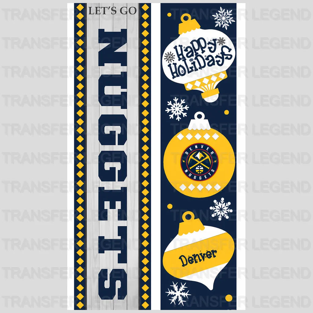 Denver Nuggets NBA Vertical Strip Banner Logo White - DTF Iron On Transfer