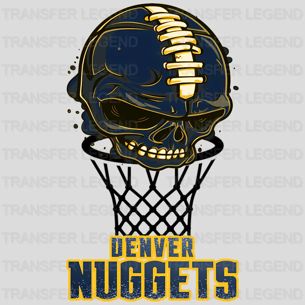 Denver Nuggets NBA Blue Skull Biting Rim Art - DTF Iron On Transfer