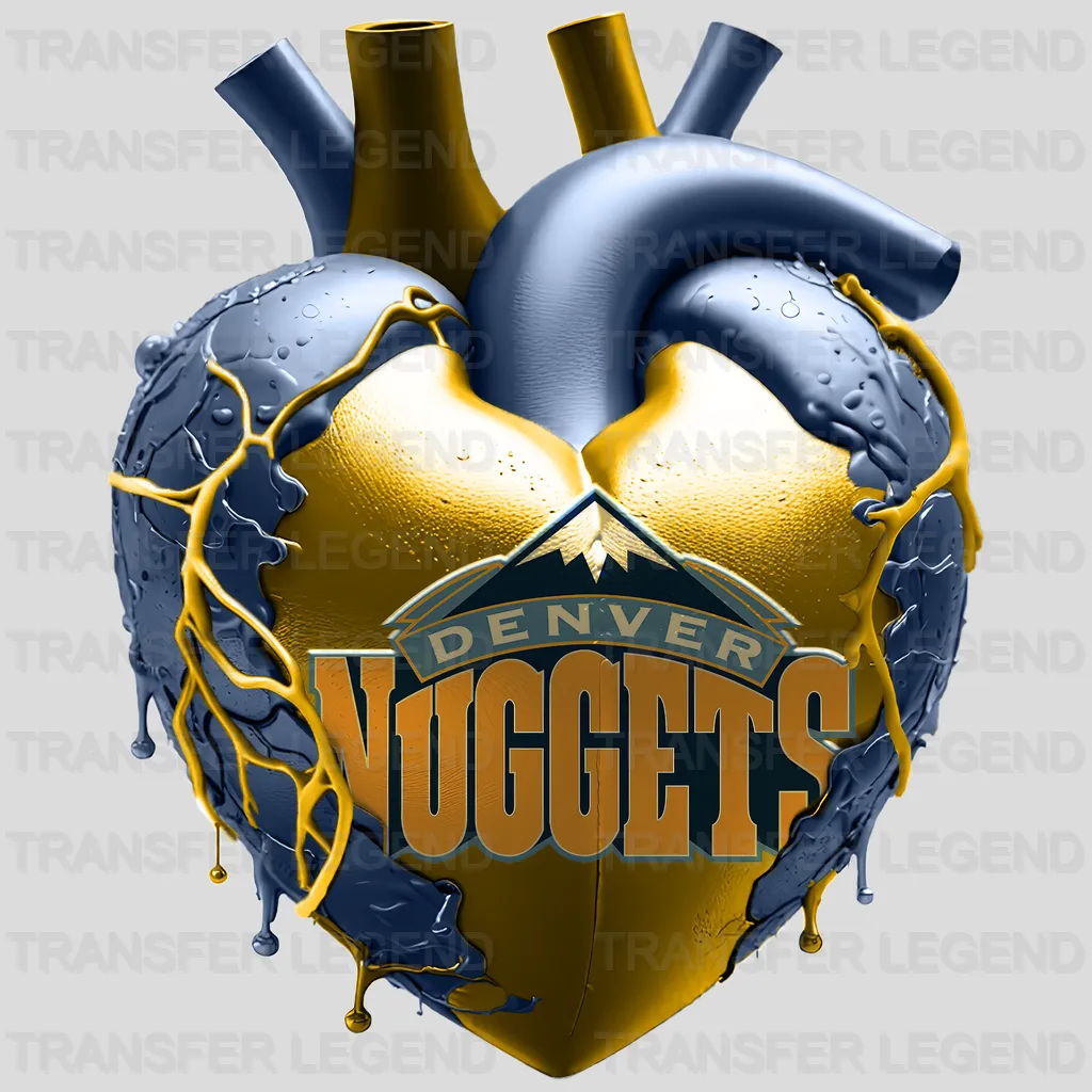 Denver Nuggets NBA Realistic Anatomical Heart Art - DTF Iron On Transfer