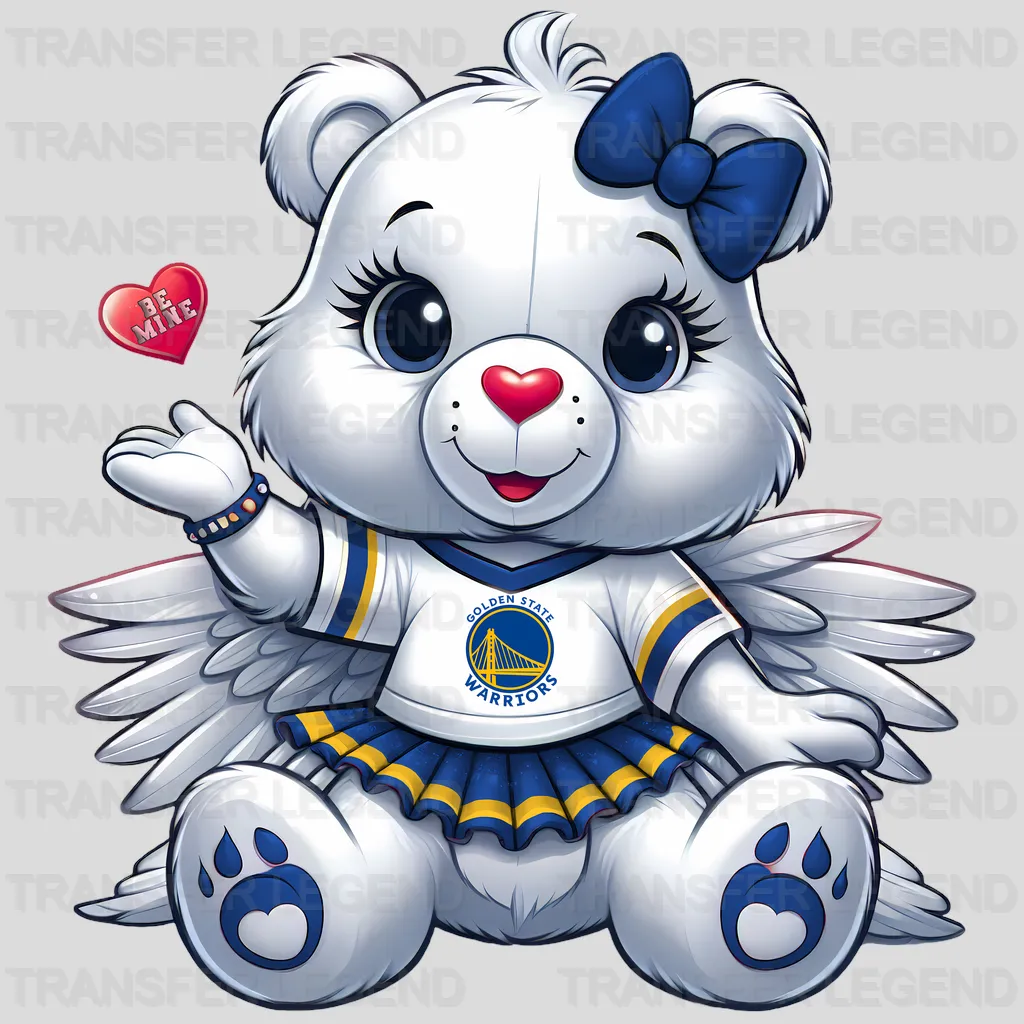 Golden State Warriors NBA Cute Care Bear Mascot White & Blue - DTF Iron On Transfer