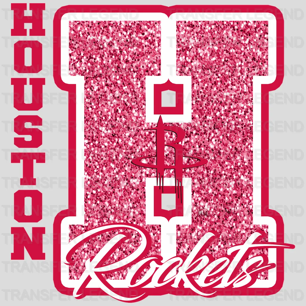 Houston Rockets NBA Glitter Chenille Letter R Logo - DTF Iron On Trans