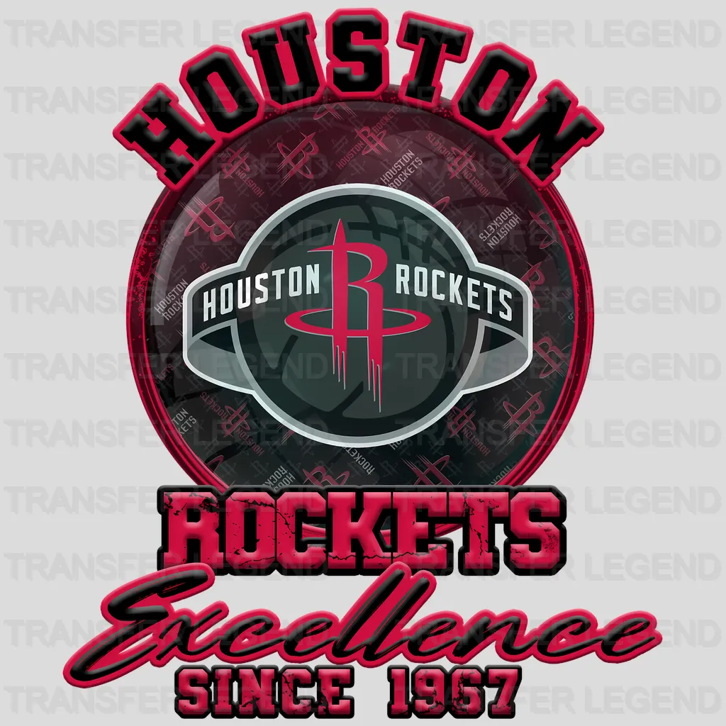 Houston Rockets NBA Distressed Flag Heart Shape - DTF Iron On Transfer