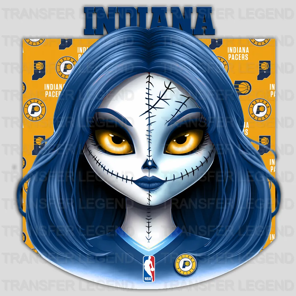 Indiana Pacers NBA Gothic Girl Illustration - DTF Iron On Transfer