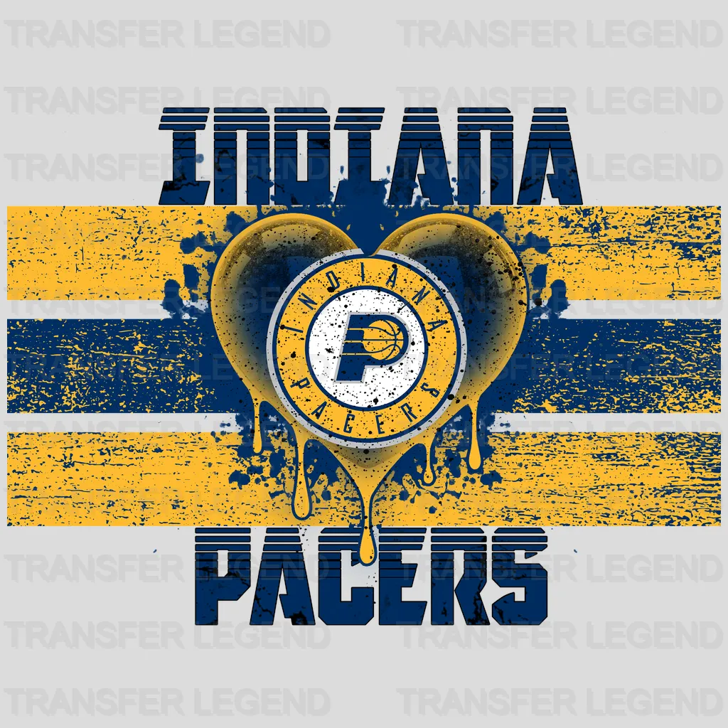 Indiana Pacers NBA Distressed Flag Heart Shape - DTF Iron On Transfer