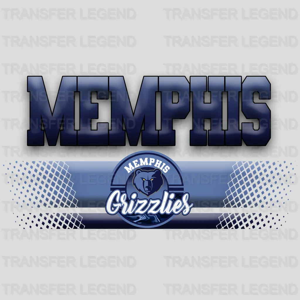 Memphis Grizzlies NBA Text Logo Banner Gradient - DTF Iron On Transfer