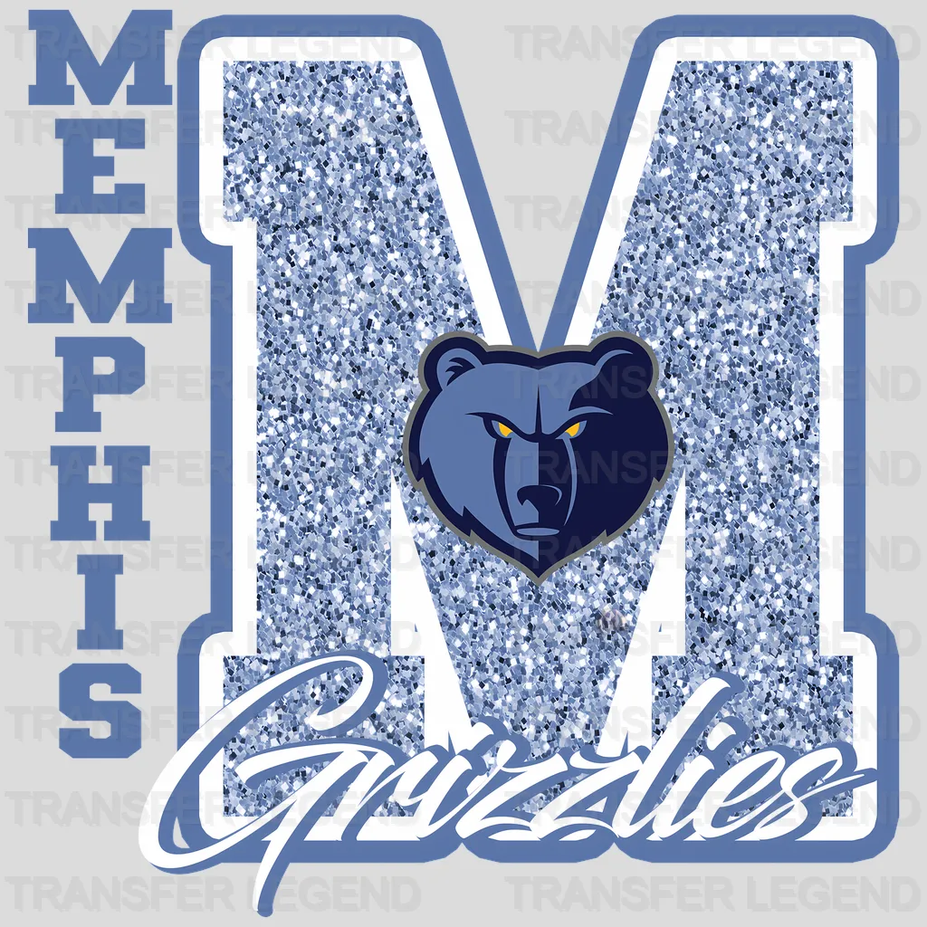 Memphis Grizzlies NBA Glitter Chenille Letter M Logo - DTF Iron On Transfer