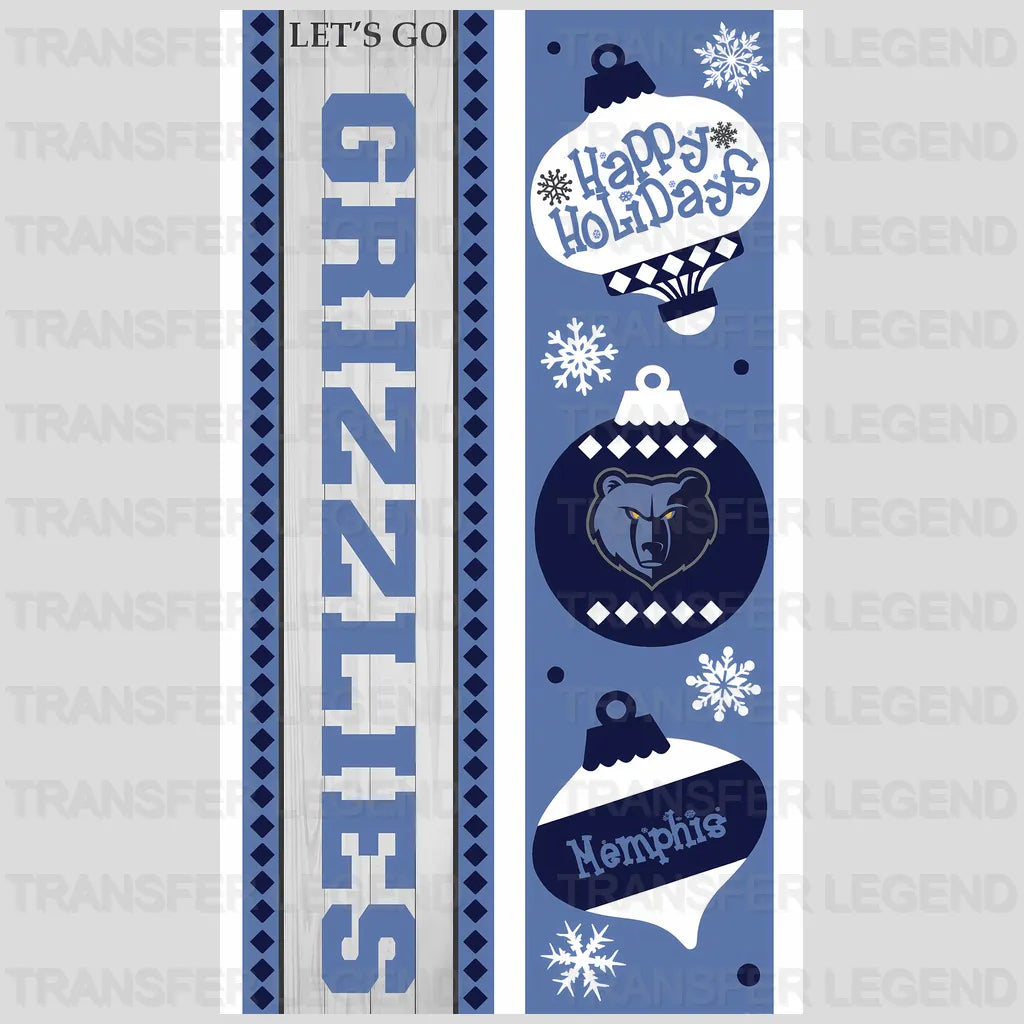 Memphis Grizzlies NBA Vertical Strip Banner Logo White - DTF Iron On Transfer