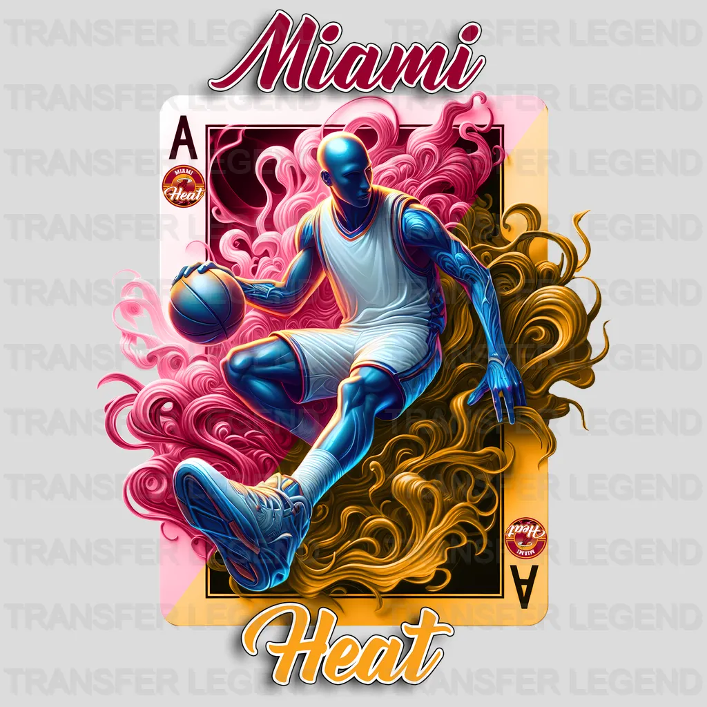 Miami Heat NBA Skeleton Playing Card Art - DTF Iron On Transfer