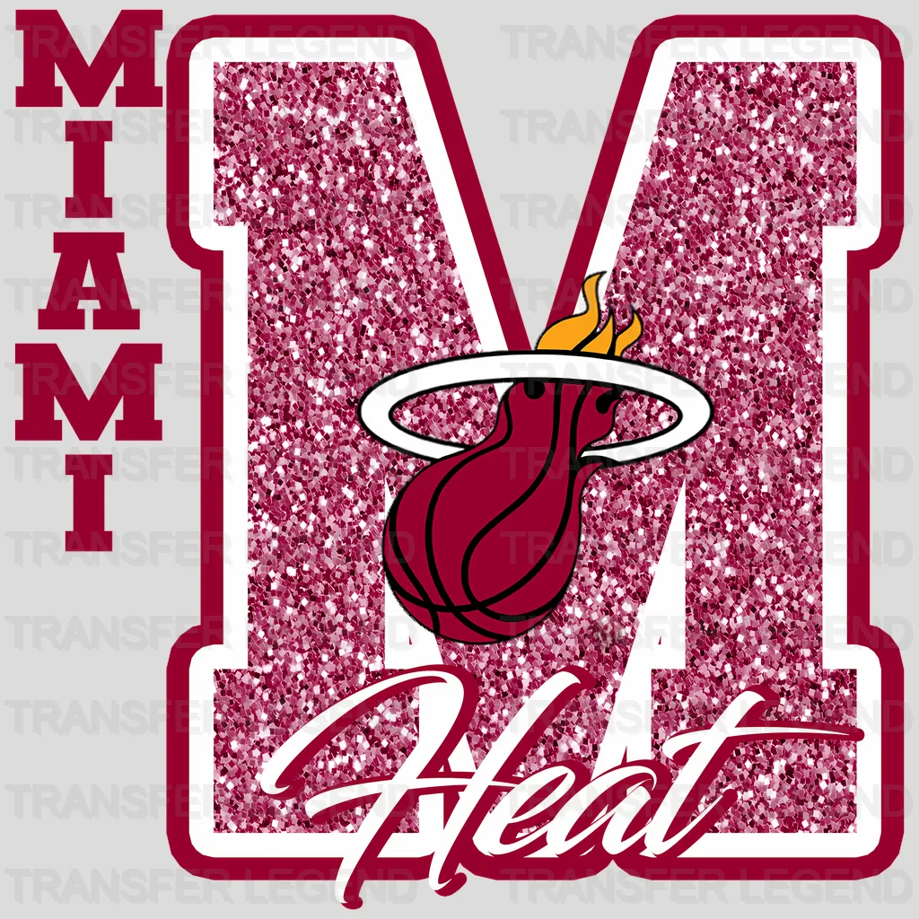 Miami Heat NBA Glitter Chenille Letter M Logo - DTF Iron On Transfer