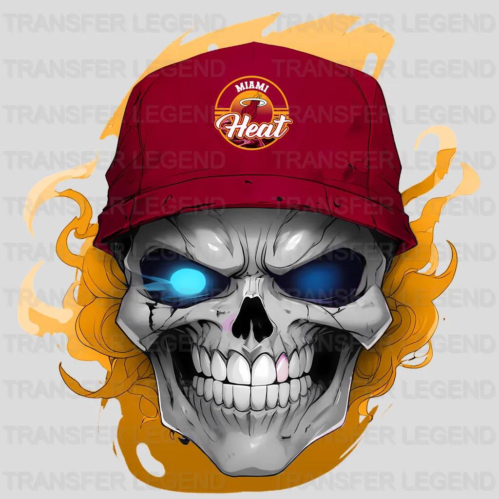 Miami Heat NBA Skull With Cap & Smoke Effect - DTF Iron On Transfer