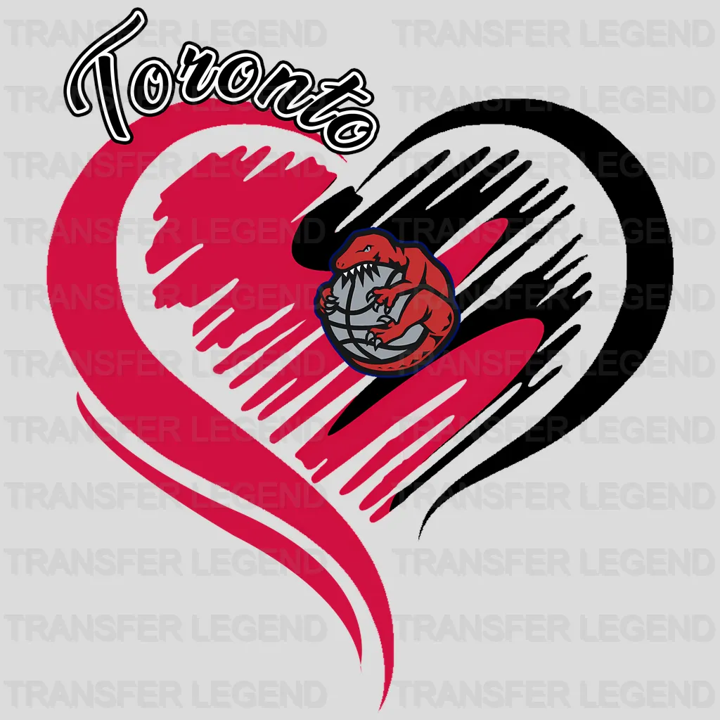 Toronto Raptors NBA Elegant Heart Swirl With Script Text - DTF Iron On Transfer