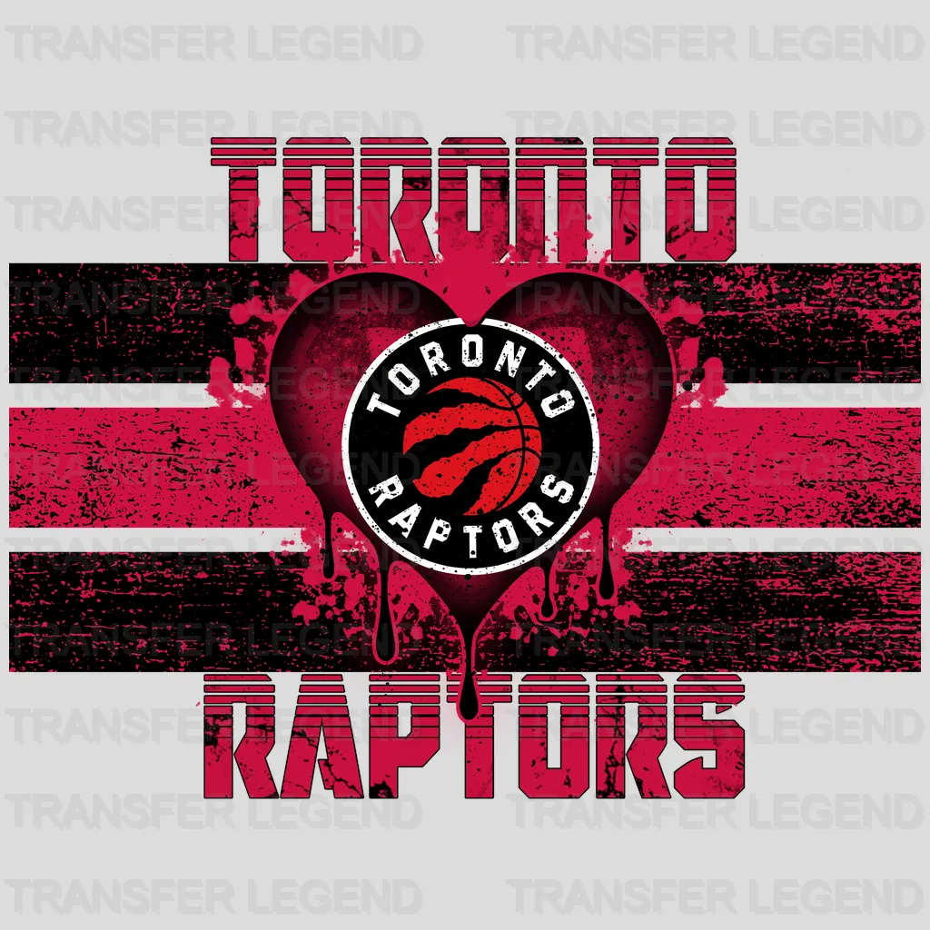 Toronto Raptors NBA Distressed Flag Heart Shape - DTF Iron On Transfer