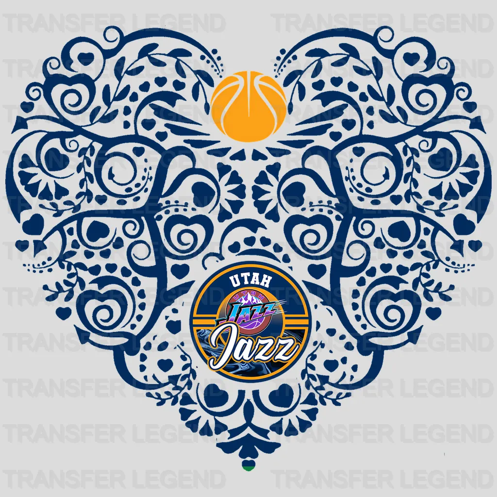 Utah Jazz NBA Repeated Text Pattern Block Logo - DTF Iron On Transfer