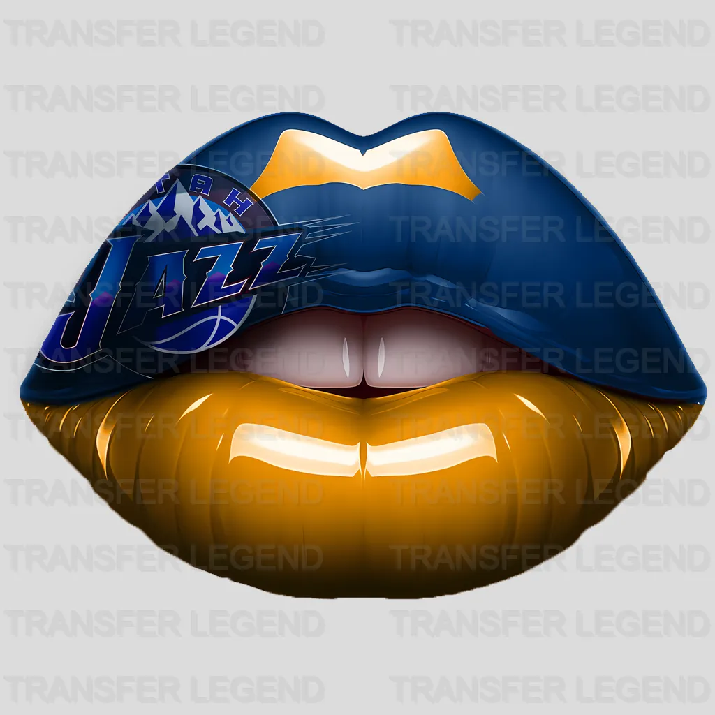 Utah Jazz NBA Blue Lips Logo Art Illustration - DTF Iron On Transfer