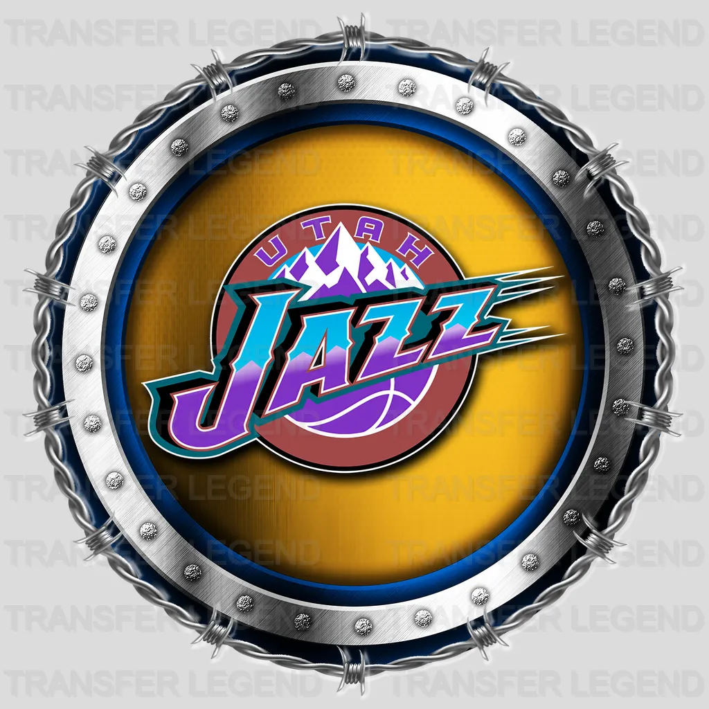 Utah Jazz NBA Chrome Metal Circle Badge 3D - DTF Iron On Transfer