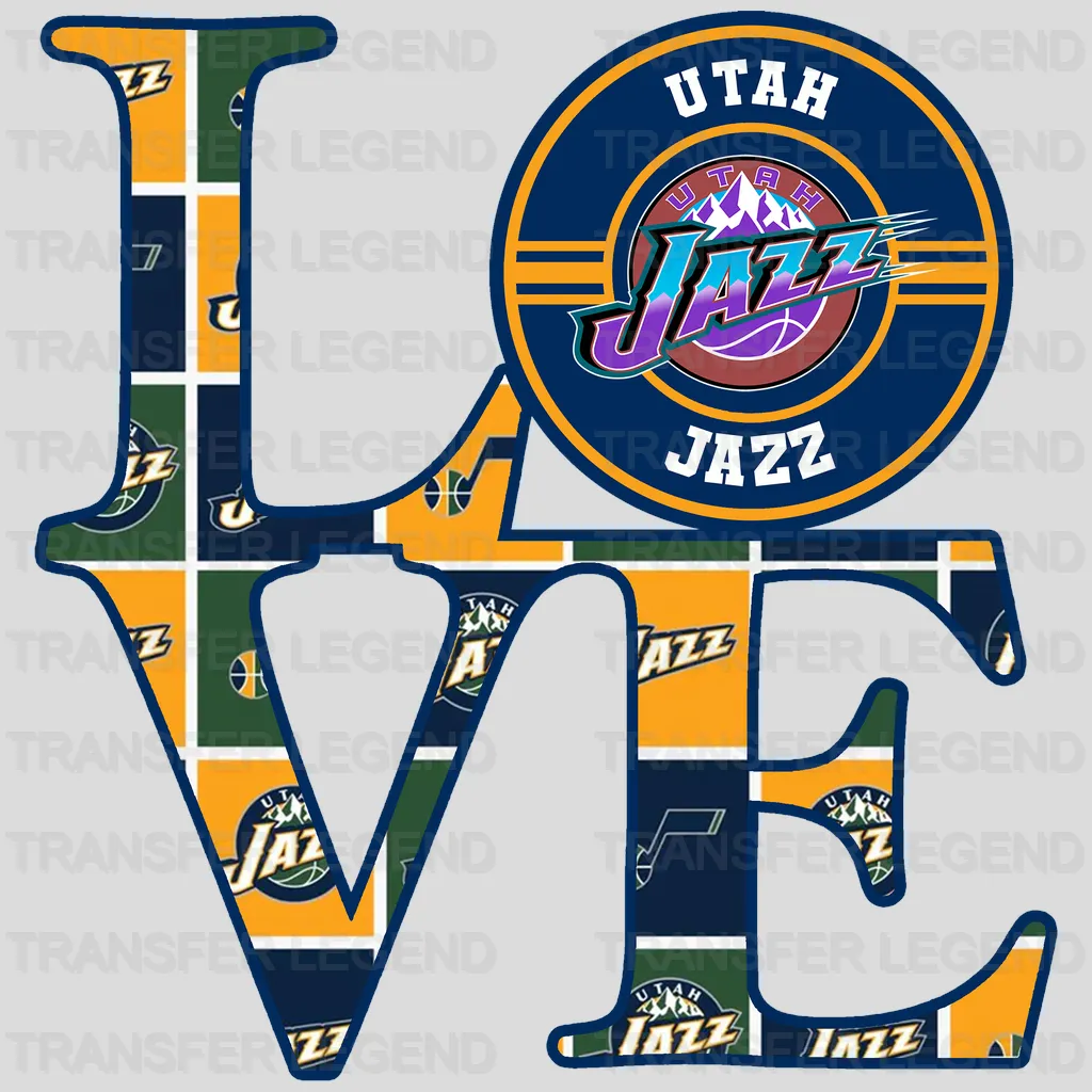 Utah Jazz NBA Love DTF Iron On Transfer