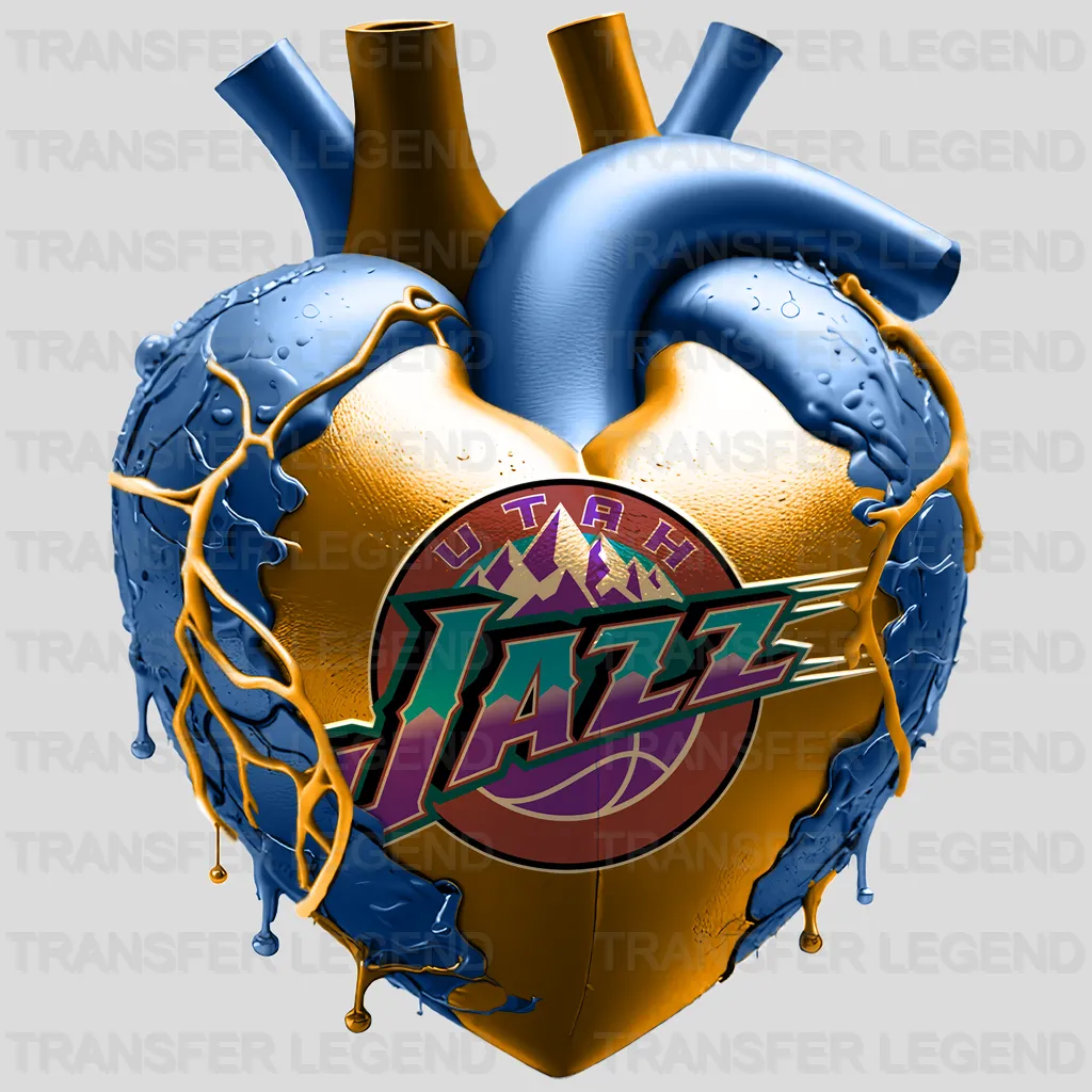 Utah Jazz NBA Realistic Anatomical Heart Art - DTF Iron On Transfer