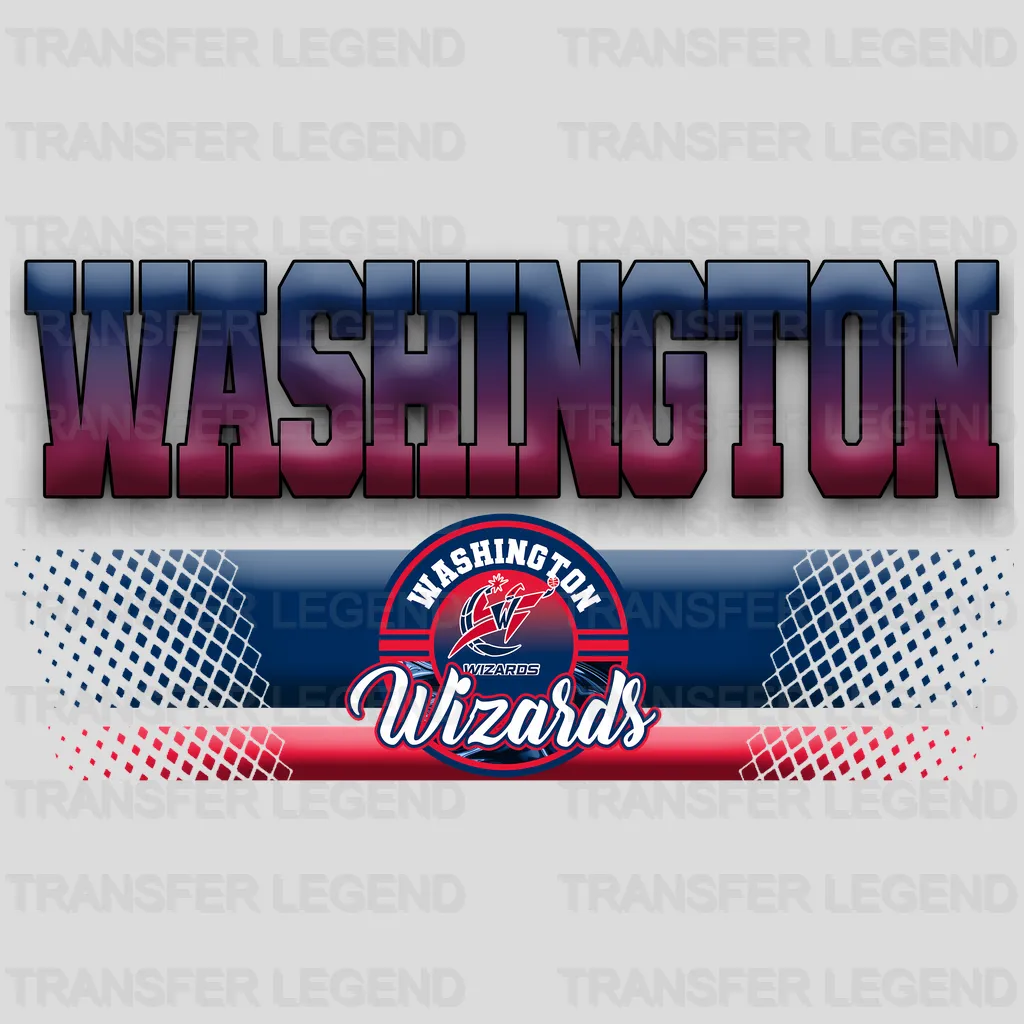 Washington Wizards NBA Text Logo Banner Gradient - DTF Iron On Transfer