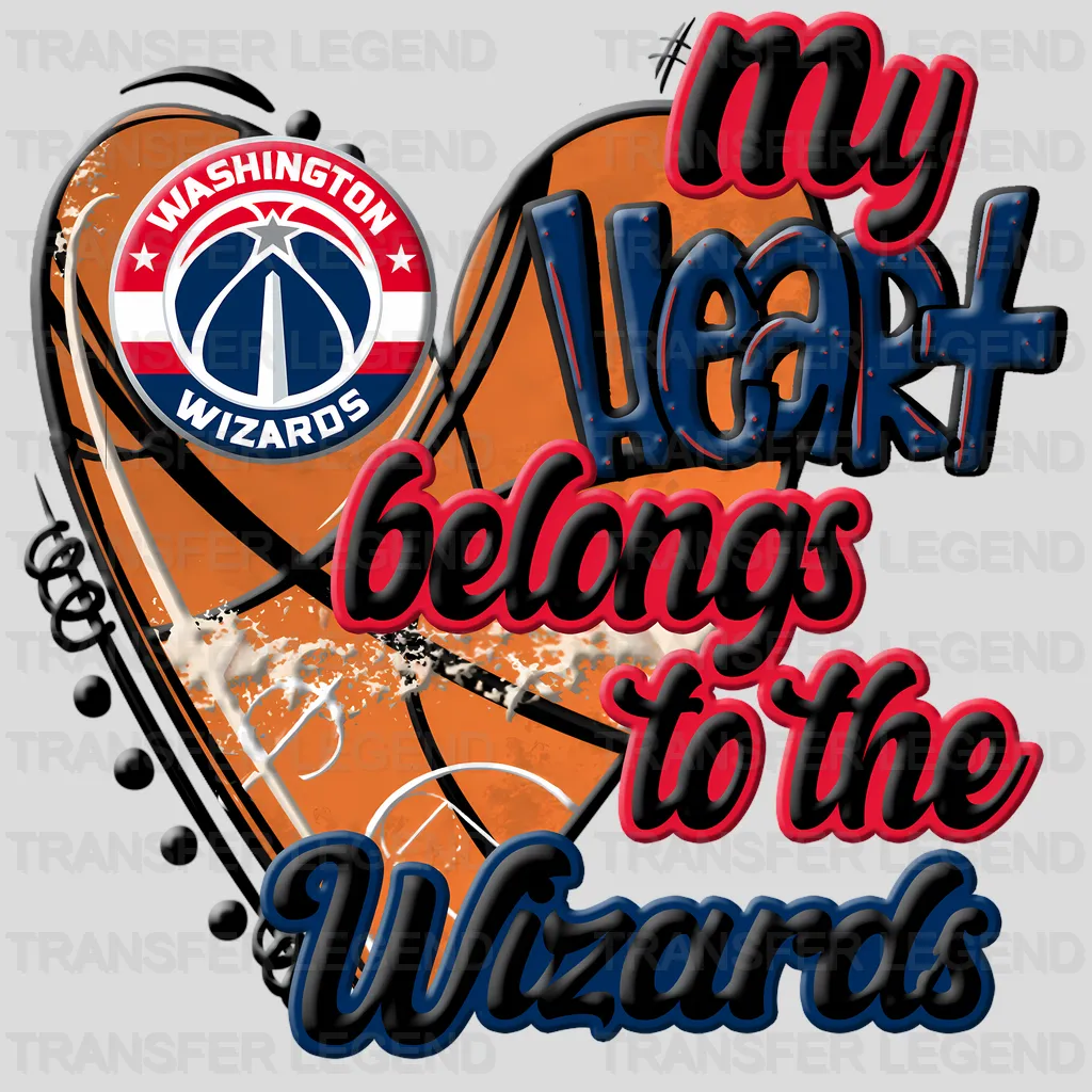 Washington Wizards NBA My Heart Belongs To The Wizards DTF Iron On Transfer
