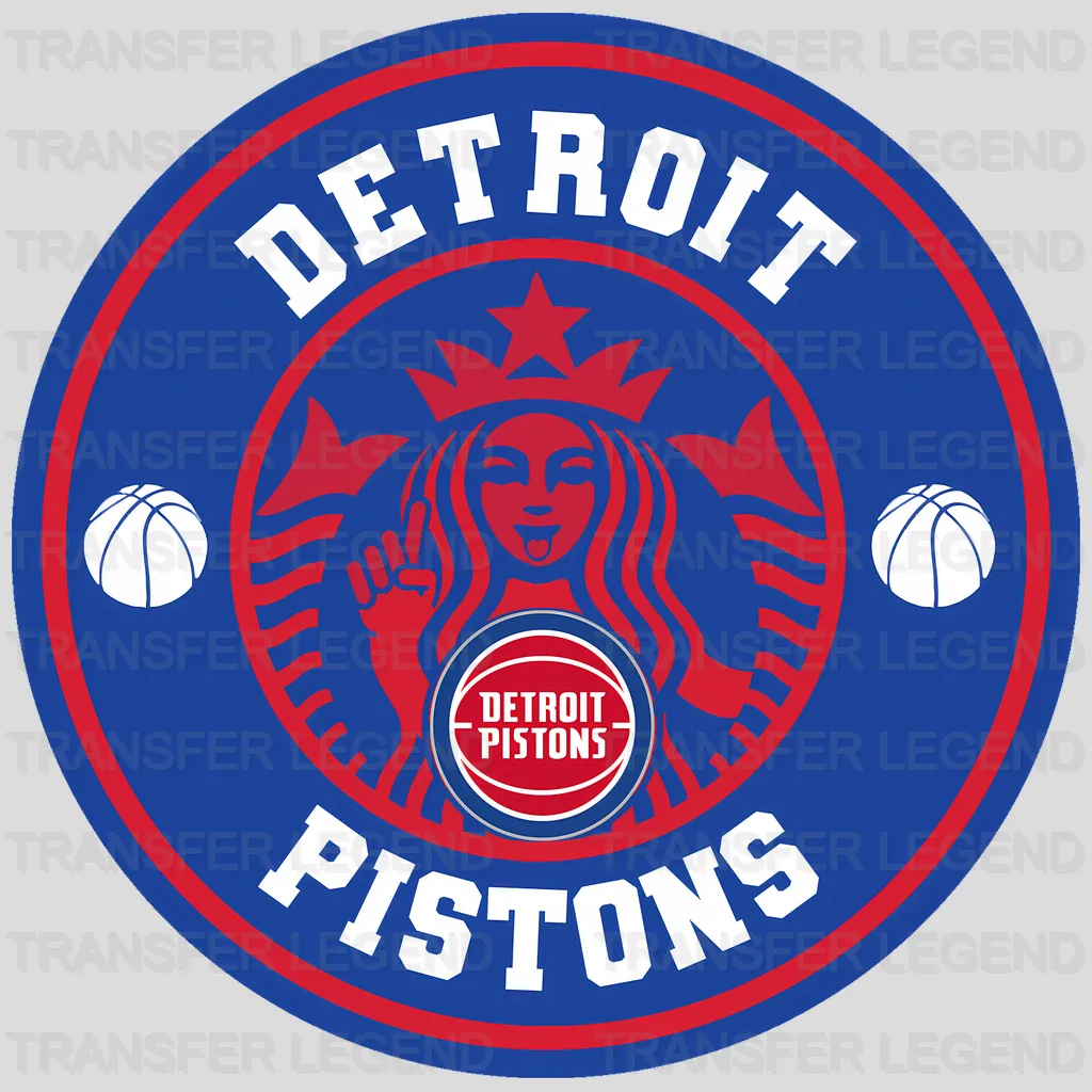 Detroit Pistons NBA Coffee Logo Parody Emblem - DTF Iron On Transfer