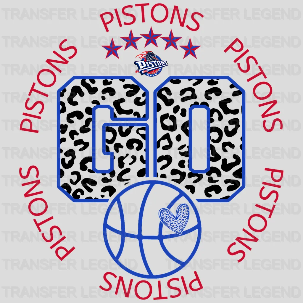 Detroit Pistons NBA Go DTF Iron On Transfer