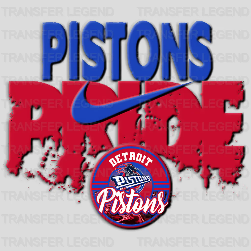 Detroit Pistons NBA Blue Lips Logo Art Illustration - DTF Iron On Transfer