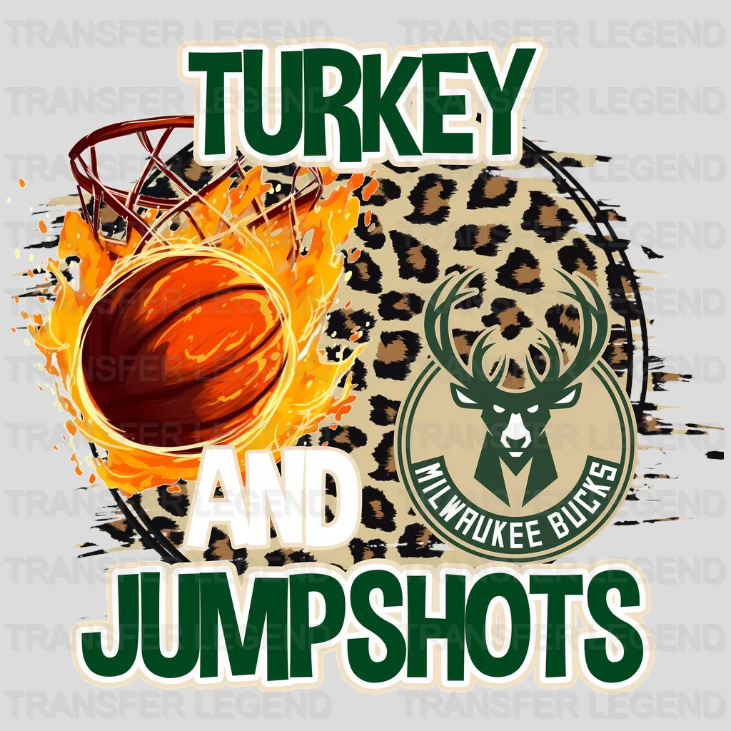 Milwaukee Bucks NBA Turkey And Jumpshots DTF Iron On Transfer