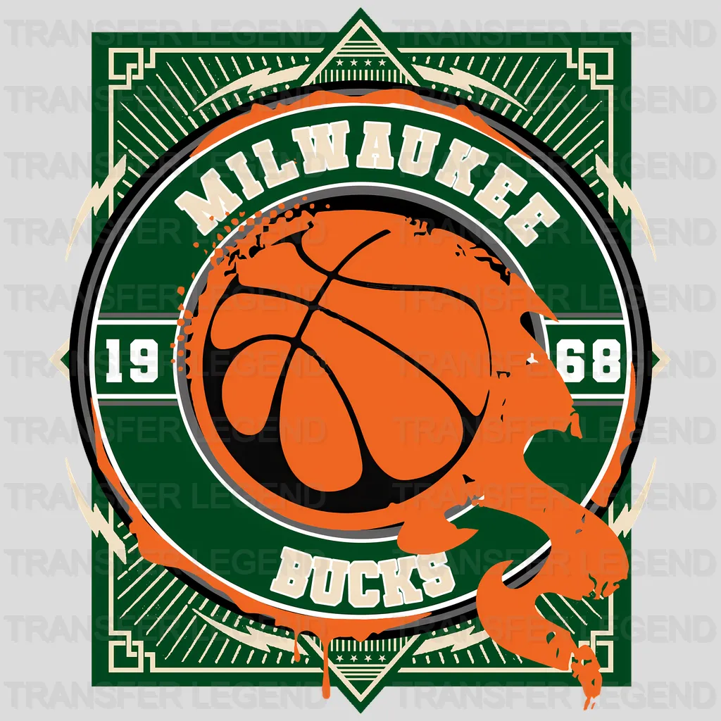 Milwaukee Bucks NBA Orange Shape Logo Art - DTF Iron On Transfer