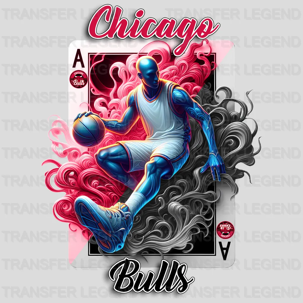 Chicago Bulls NBA Skeleton Playing Card Art - DTF Iron On Transfer