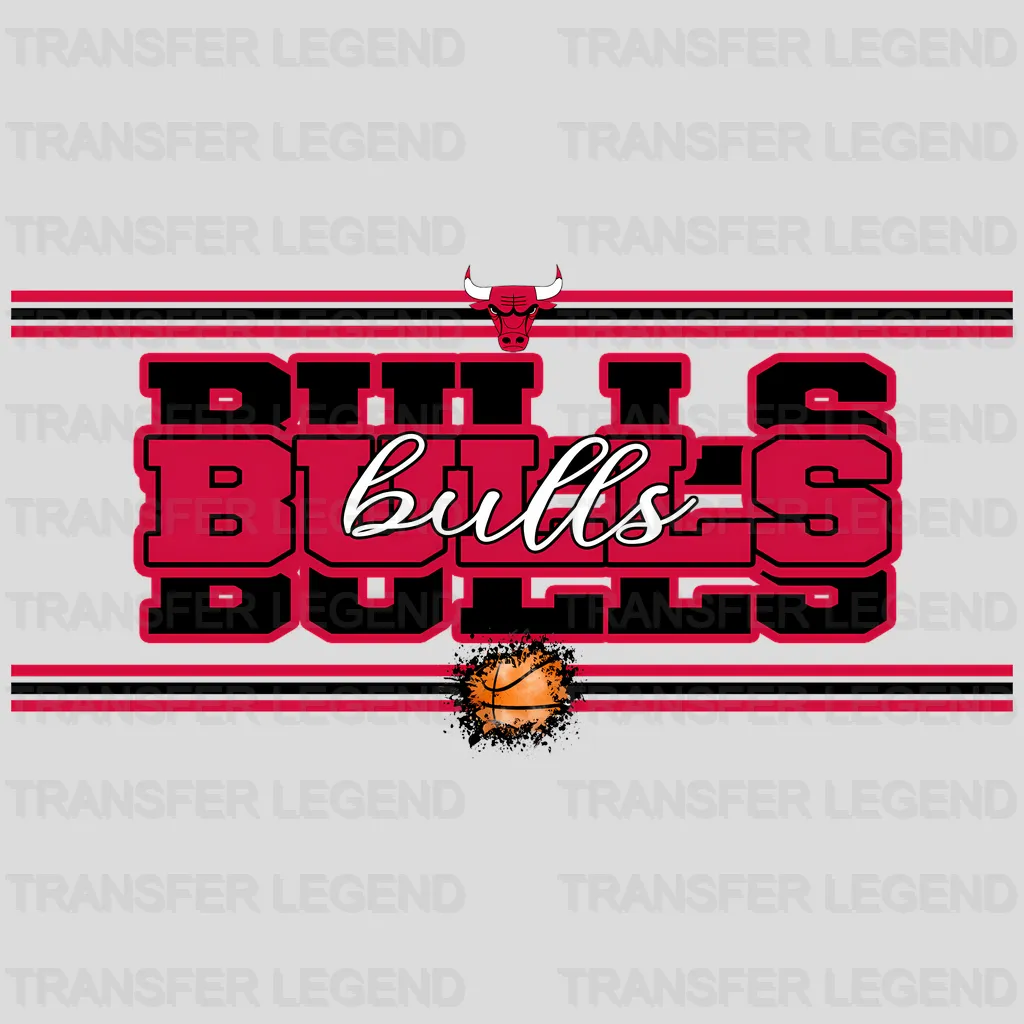 Chicago Bulls NBA Vertical Strip Banner Logo White - DTF Iron On Transfer