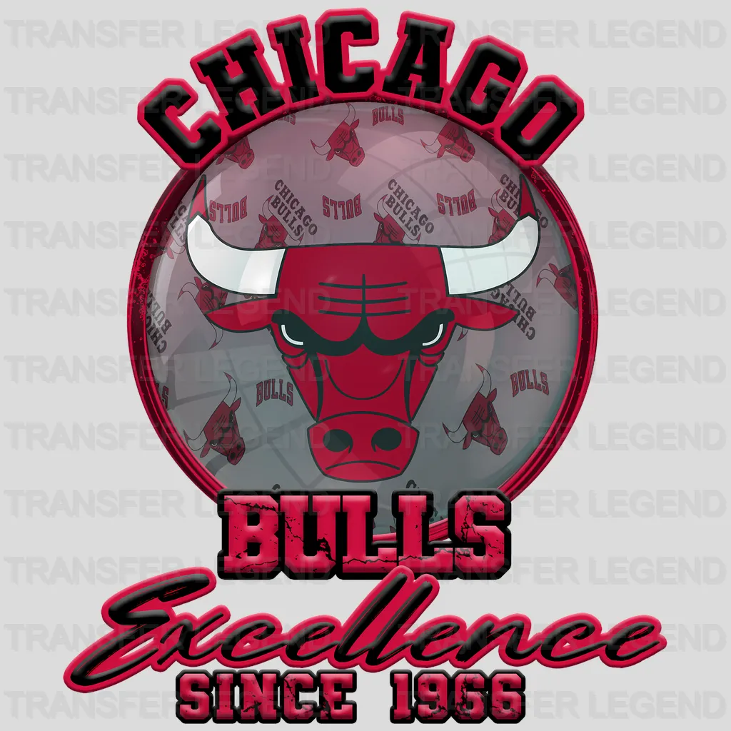 Chicago Bulls NBA Distressed Flag Heart Shape - DTF Iron On Transfer