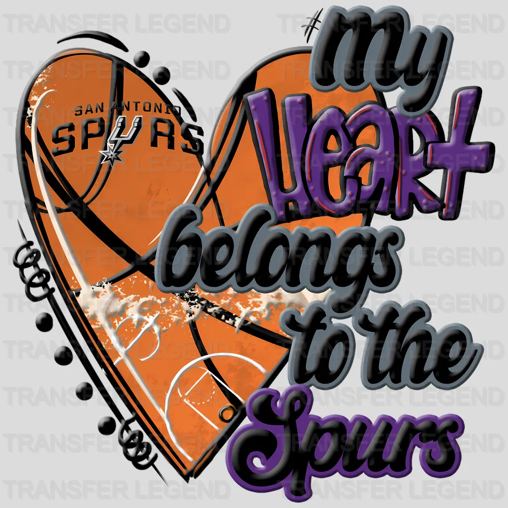 San Antonio Spurs NBA San Antonio My Heart Belongs To The Spurs DTF Iron On Transfer