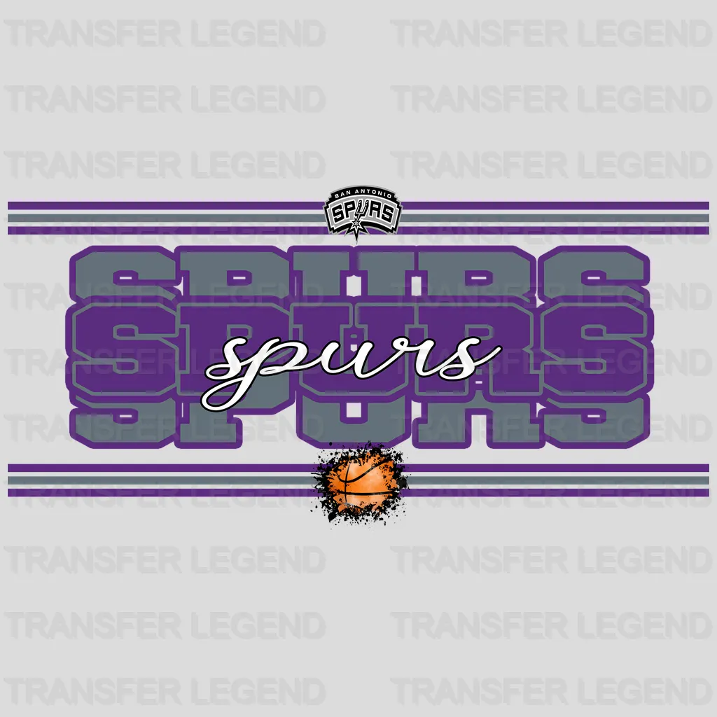 San Antonio Spurs NBA Text Logo Strip Banner Purple - DTF Iron On Transfer
