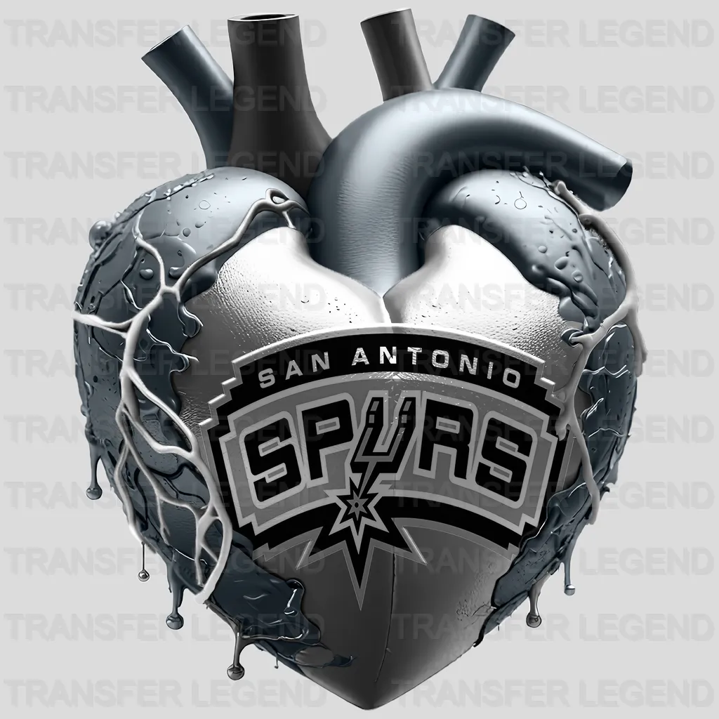 San Antonio Spurs NBA Realistic Anatomical Heart Art - DTF Iron On Transfer