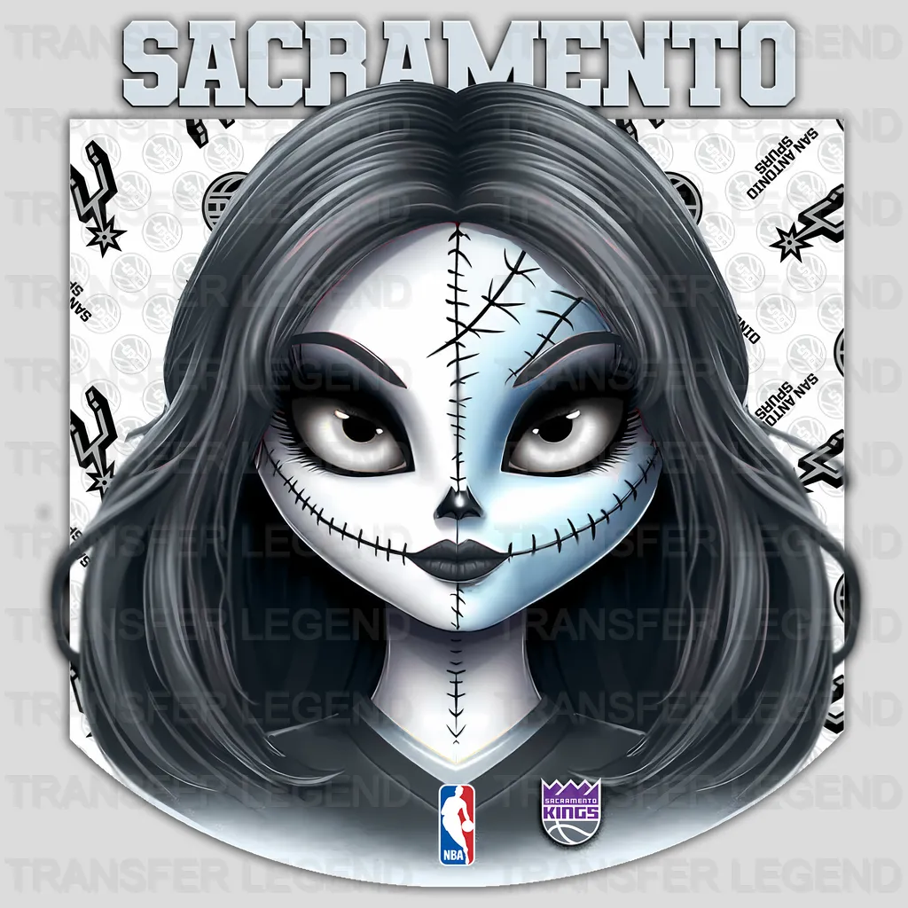 Sacramento Kings NBA Gothic Girl Illustration - DTF Iron On Transfer