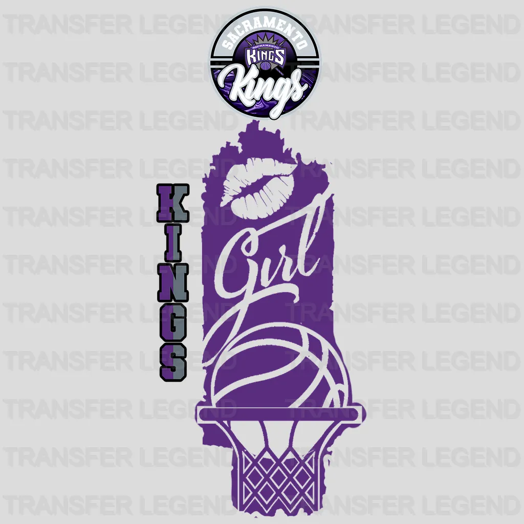 Sacramento Kings NBA Purple Skull Biting Rim Art - DTF Iron On Transfer