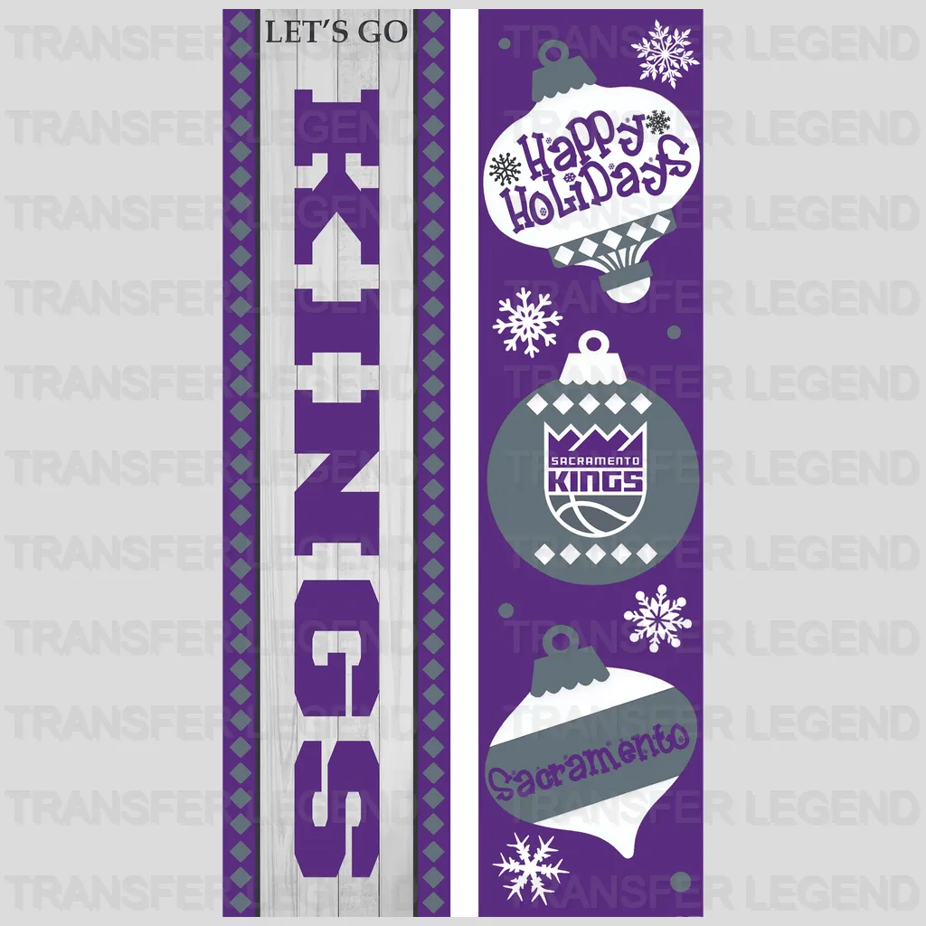 Sacramento Kings NBA Vertical Strip Banner Logo White/Pattern - DTF Iron On Transfer