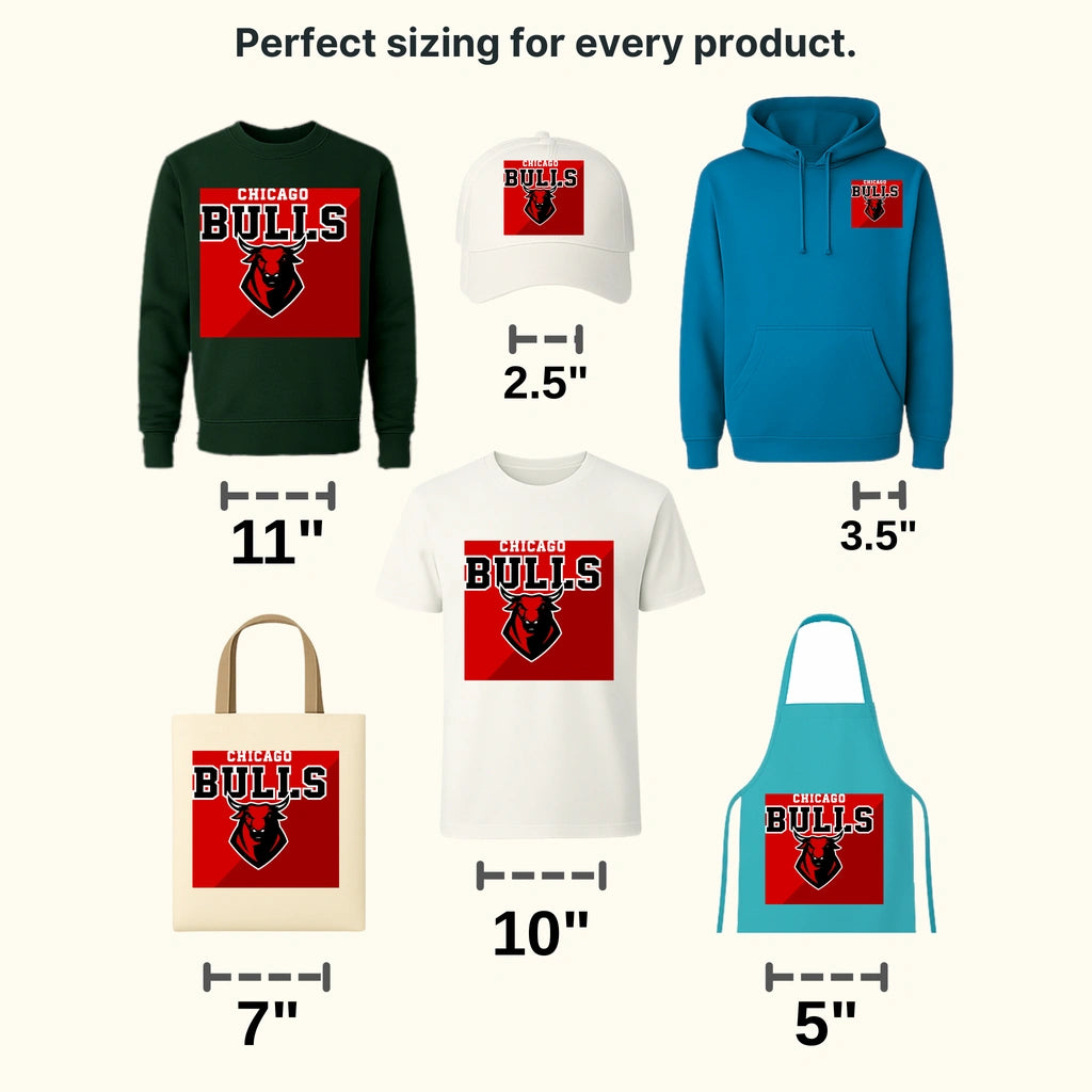 Chicago Bulls Shield Emblem with Text NBA Design - DTF Heat Transfer
