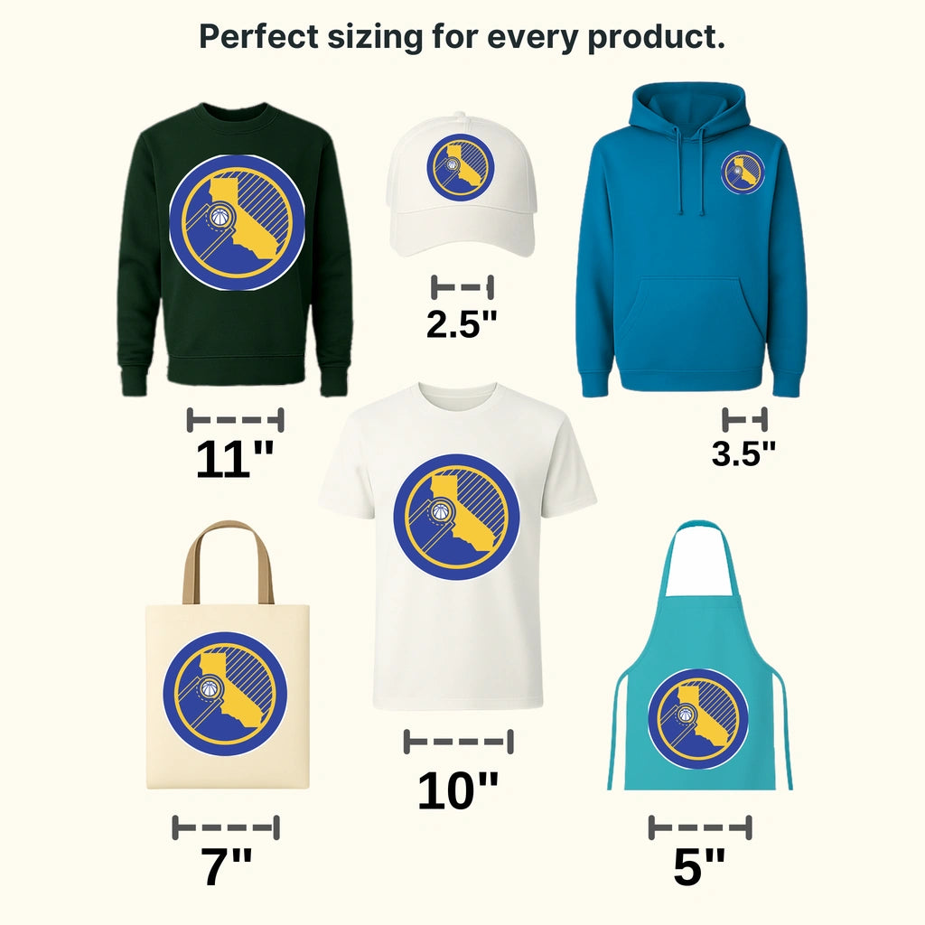 Golden State Warriors California Map with Bridge Basketball NBA Design - DTF Heat Transfer