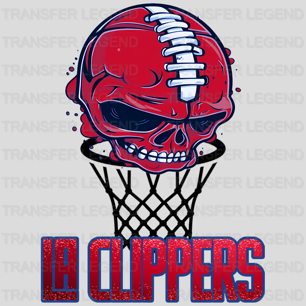 Los Angeles Clippers NBA Red Skull Biting Rim Art - DTF Iron On Transfer