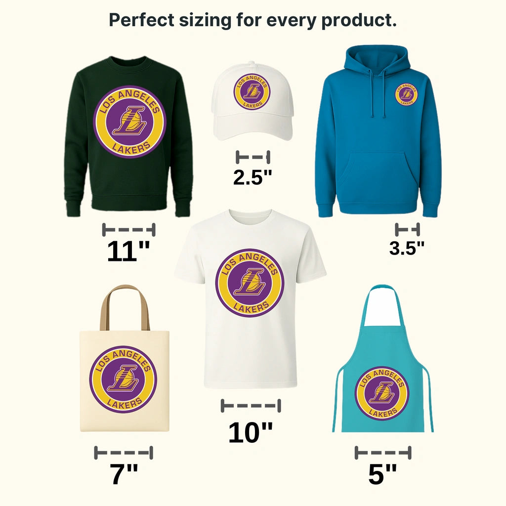 Los Angeles Lakers Circular Badge with L Monogram NBA Design - DTF Heat Transfer