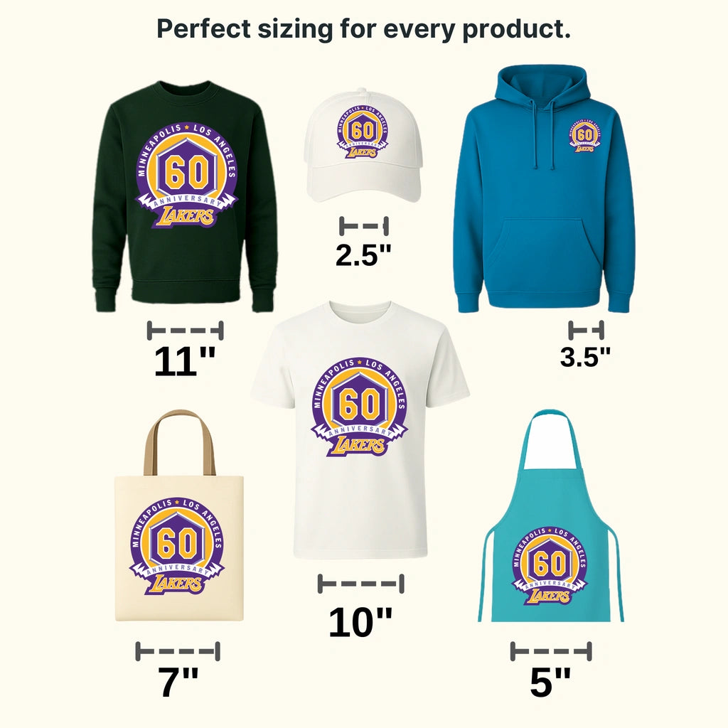 Los Angeles Lakers “Minneapolis • Los Angeles 60th Anniversary” Patch NBA Design - DTF Heat Transfer
