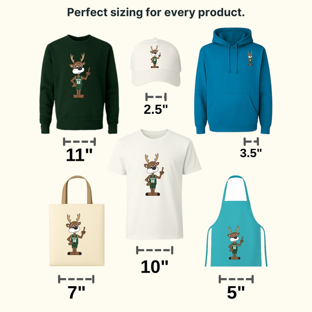 Milwaukee Bucks Bango Mascot Dribbling Cartoon NBA Design - DTF Heat Transfer