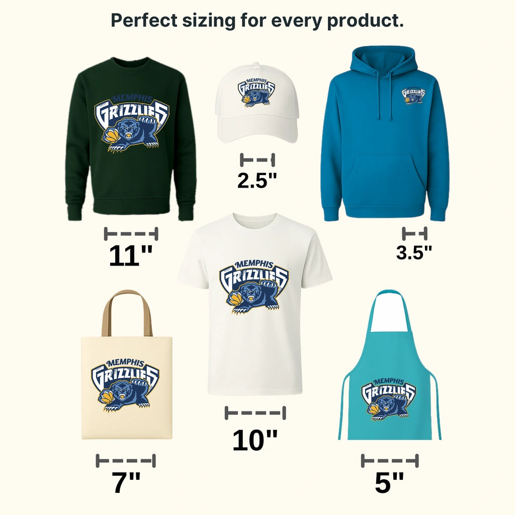 Memphis Grizzlies Charging Bear Mascot Crest NBA Design - DTF Heat Transfer