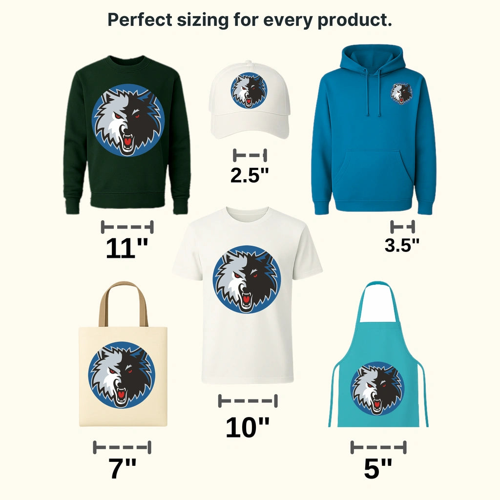 Minnesota Timberwolves Fierce Wolf Head in Blue Circle (Red Eye) NBA Design - DTF Heat Transfer