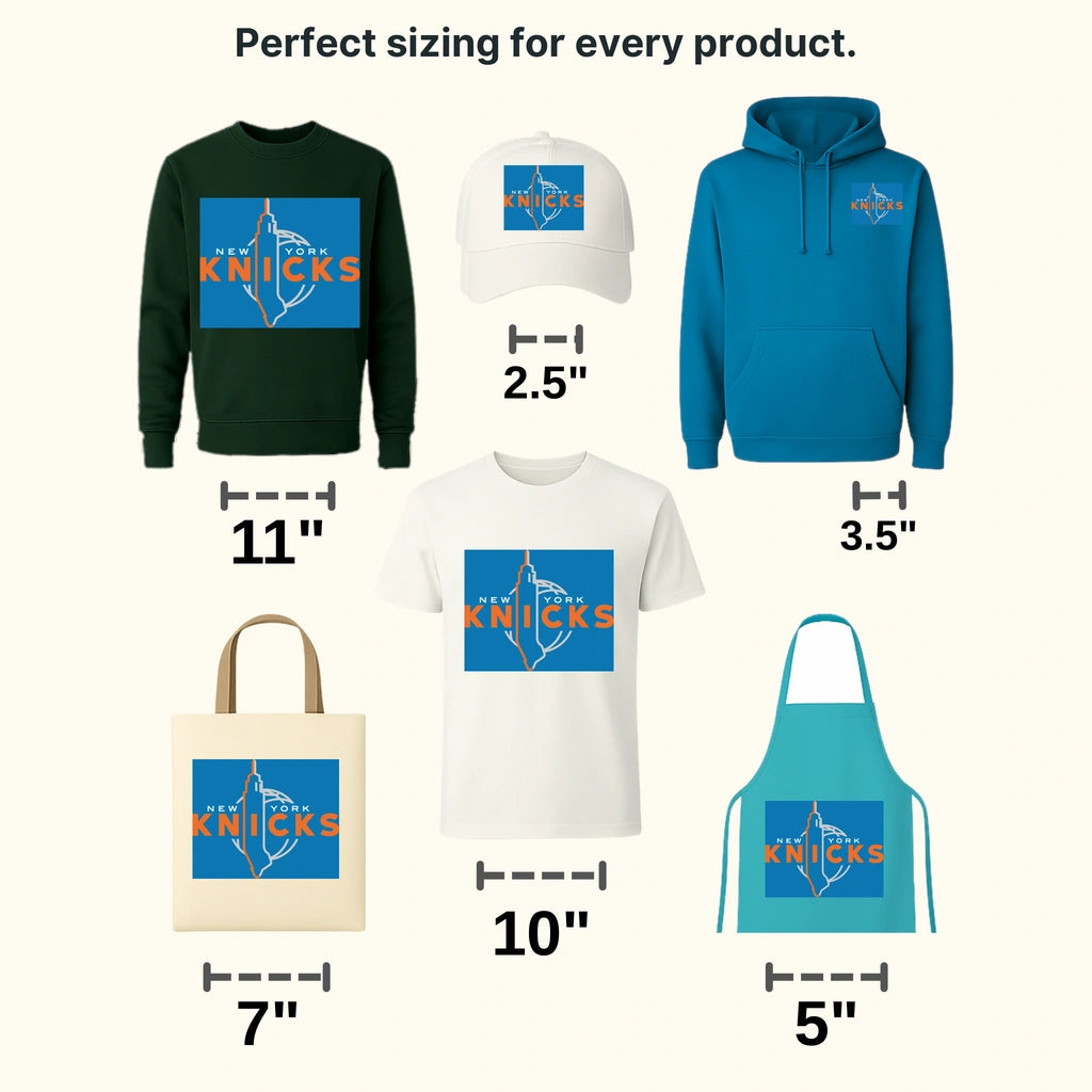 New York Knicks Minimal Blue Wordmark with Torch Accent NBA Design - DTF Heat Transfer