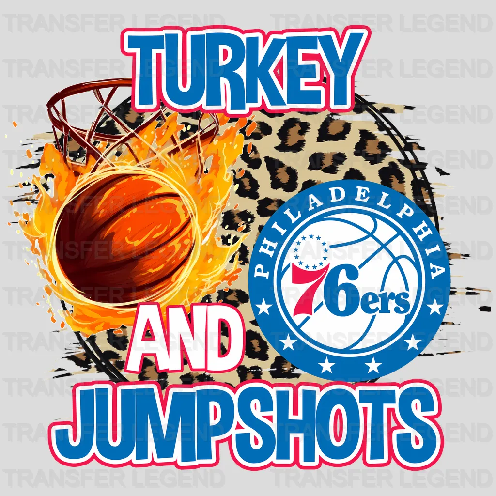 Philadelphia 76ers NBA Turkey And Jumpshots DTF Iron On Transfer